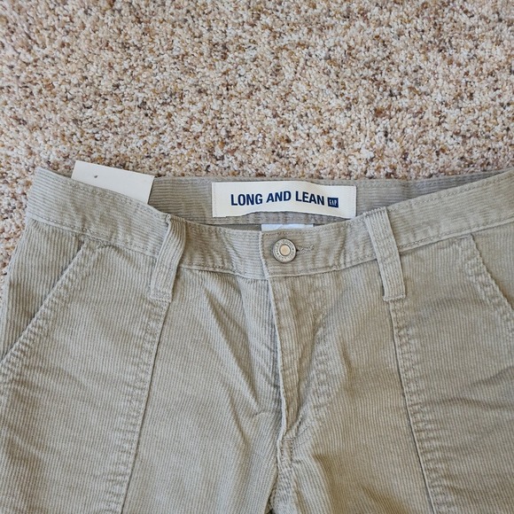 NWT WOMENS GAP LONG & LEAN CORDUROY BEIGE  PANTS SIZE 1 INSEAM 31.5" WAISTS 15" - Picture 4 of 9